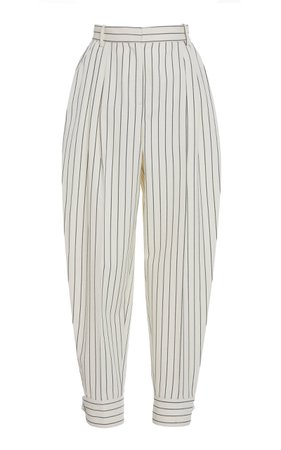 Tapered-Leg Pinstripe Wool Pants by Alessandra Rich | Moda Operandi