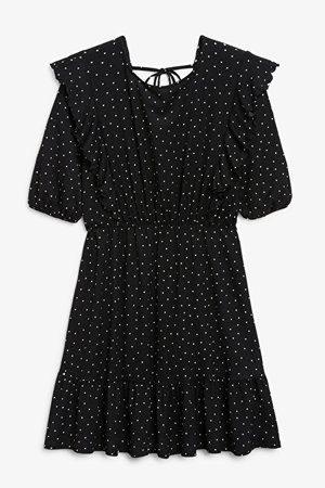Ruffle mini dress - Black and white polka dots - Dresses - Monki WW