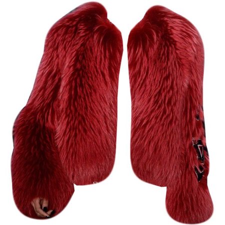 fur coat red