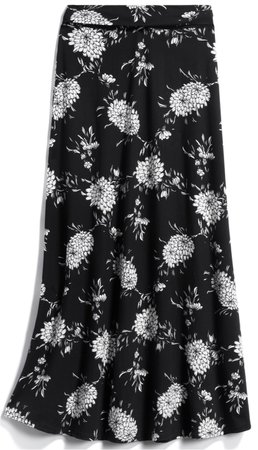 black and white floral print maxi skirt
