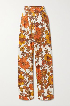 Orange Lana floral-print cotton wide-leg pants | Dodo Bar Or | NET-A-PORTER