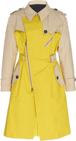 Tre by Natalie Ratabesi The Morganite Two-Tone Cotton Trench Coat Size