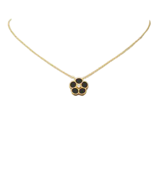 roberto coin 18k yellow gold dasiy diamond & black onyx pendant necklace