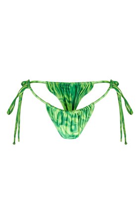 Green Abstract Print Tie Bikini Bottoms | PrettyLittleThing USA