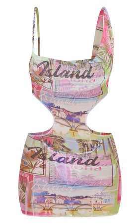 Multi Pastel Vacation Cut Out Mini Beach Dress | PrettyLittleThing USA