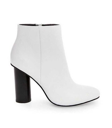 white and black heel boots