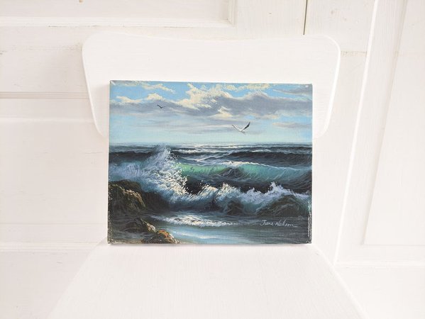 Vintage Ocean Painting Vintage Seaside Painting Sea | Etsy