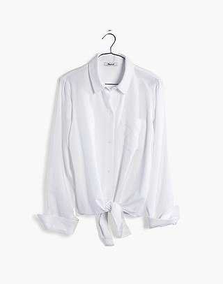 White Tie-Front Shirt