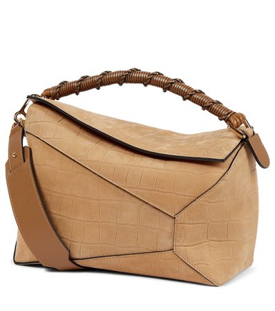 Loewe - Puzzle croc-effect leather shoulder bag | Mytheresa