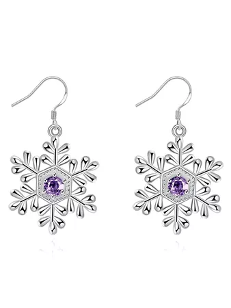 [ 42% OFF ] 2018 Artificial Amethyst Snowflake Christmas Earrings In Silver | Rosegal.com
