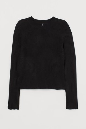 Fine-knit Top - Black
