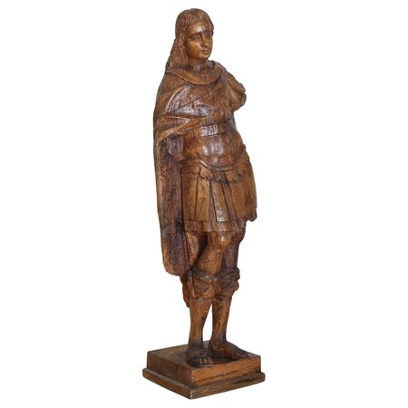 Northern Italian Carved Pinewood Sculpture of Saint Michael, Early 18th Century For Sale at 1stdibs