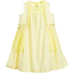 Il Gufo - Yellow Ruffle Cotton Dress | Childrensalon