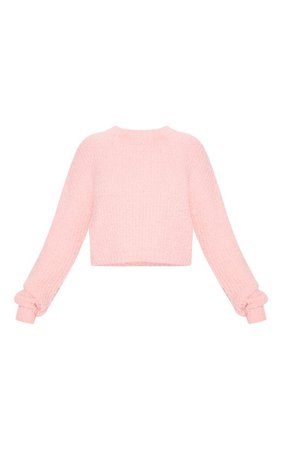 Coral Textured Soft Knit Crop Sweater Pink | PrettyLittleThing USA