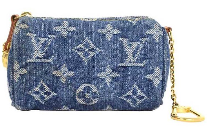 Louis Vuitton monogram denim speedy BB coin key purse