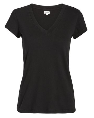 L'Agence Becca V-Neck Cotton T-Shirt | INTERMIX®