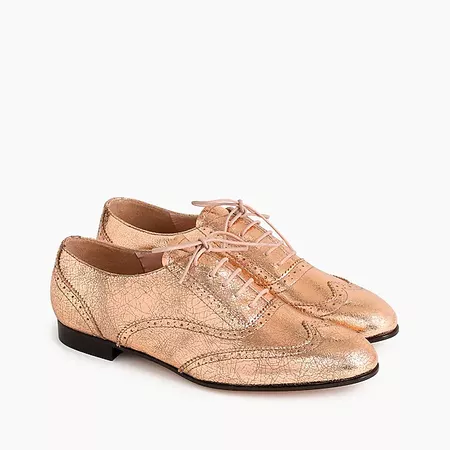 Leather oxfords in metallic rose gold : Women flats | J.Crew