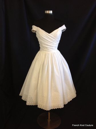Short Wedding Dress Off Shoulder Cotton Eyelet FLIR-TINI | Etsy
