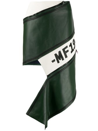 Monse Asymmetric Logo Skirt MF190604CHM Green | Farfetch
