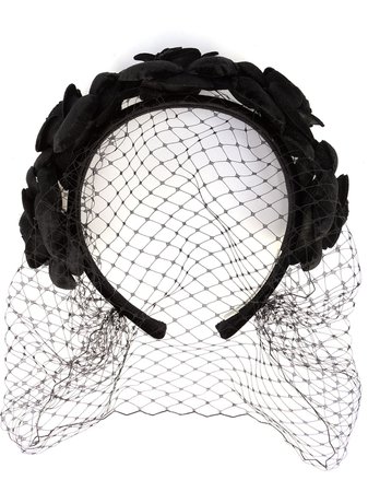 Jennifer Behr Rosalia Voilette rose mesh headband - FARFETCH