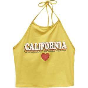Yellow "California" Cropped Halter Top