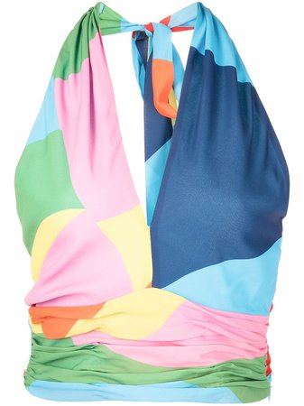 Shop multicolour STAUD Kai printed halterneck top with Express Delivery - Farfetch