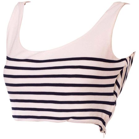 1990s Jean Paul Gaultier Striped Jersey Backless Crop Top For Sale at 1stdibs