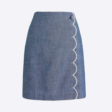 Scalloped-front mini skirt