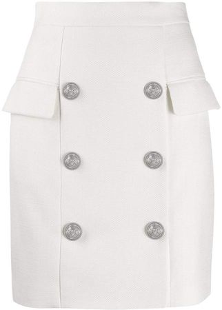 embossed buttons mini skirt