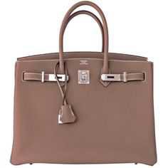 Pre-owned Modern Chic Hermes Etoupe Togo Birkin 35cm Palladium Phw... (1.256.215 RUB) ❤ liked on Polyvore featuring bags, handbags, tote bags, purses, beige, purse tote, brown tote, leather tote bags, leather man bags and handbags totes