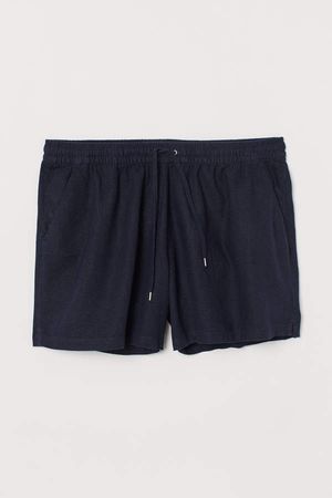 H&M+ Linen-blend Shorts - Blue