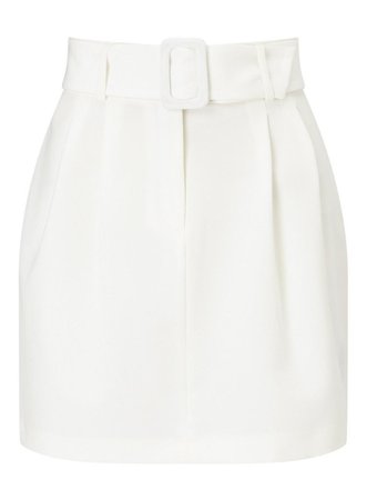 Miss Selfridge Ivory Buckle Paper Bag Skirt