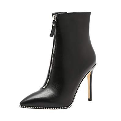 Amazon.com | Vivi Women Black Pointed Tight High Heel Ankle Boots | Ankle & Bootie