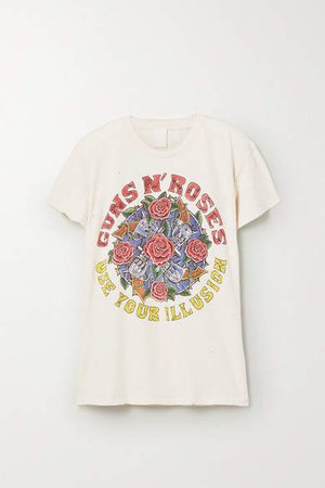 Guns N' Roses Distressed Printed Cotton-jersey T-shirt - White