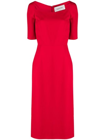 Valentino square-neck Midi red Dress - Farfetch