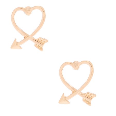 Gold Arrow Heart Stud Earrings | Claire's US