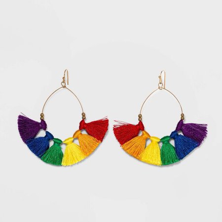 Pride Gender Inclusive Rainbow Tassel Earrings : Target