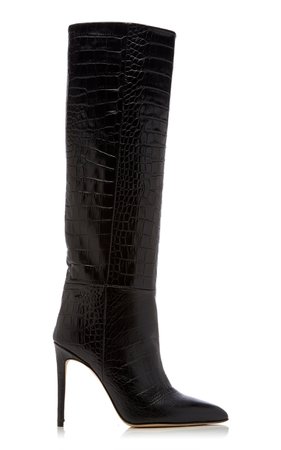 Paris Texas Croc-Embossed Leather Knee Boots