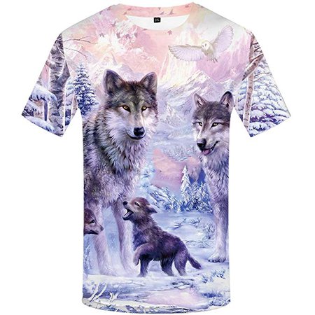 Amazon.com: KYKU Wolf Tshirt Men Funny T Shirts 3D T Shirt Animal Family Love Short Sleeve (Small): Clothing
