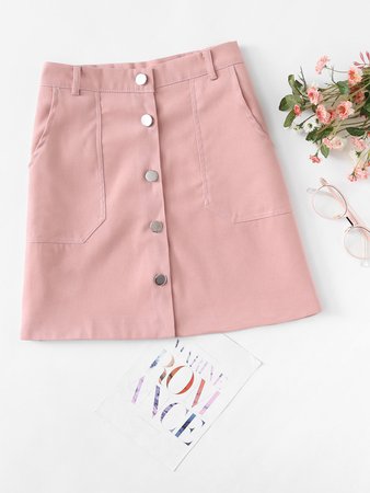 Single Breasted Dual Pocket Skirt