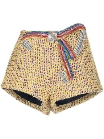 AREA Embroidered Crystal Bow Shorts - Farfetch