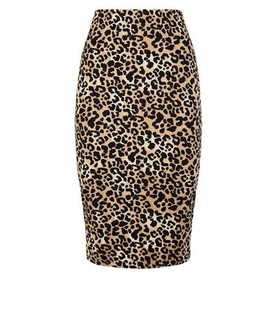 Brown Leopard Print Pencil Skirt | New Look
