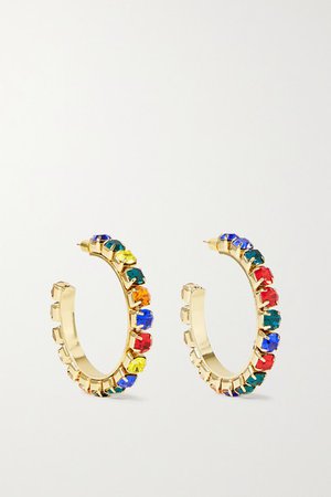 AREA | Gold-tone crystal hoop earrings | NET-A-PORTER.COM