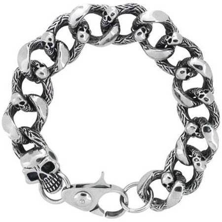 Inox Jewelry Men's Skull Link 316L Stainless Steel Bracelet – BodyCandy