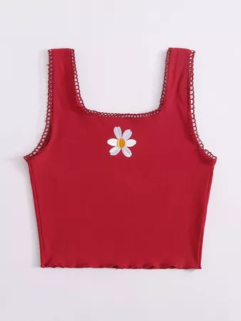 Flower Embroidery Crop Tank