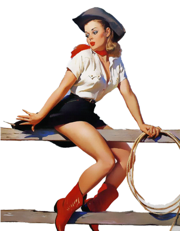Pin-Up Cowgirl Riding