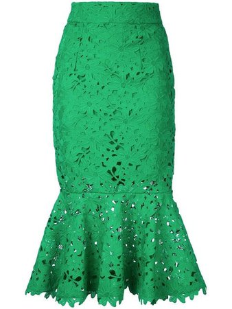 Bambah Floral Lace Patterned Fishtail Skirt S16LG003 Green | Farfetch