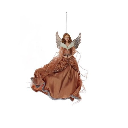 Kurt Adler 10" Brunette Angel in Lace Dress with Ribbon Christmas Ornament - Rose Gold - Walmart.com