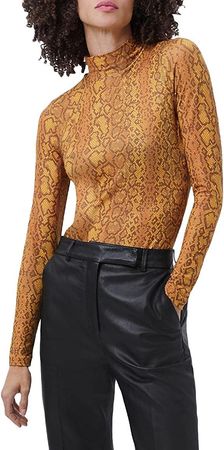 French Connection Womens Animalia Snake Print Mock Neck Pullover Top at Amazon Women’s Clothing store