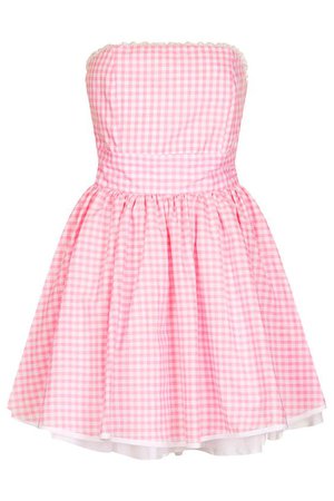 Strapless Pink Plaid Dress